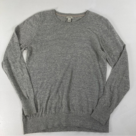 L.L. Bean Sweaters - L. L Bean Women's Light Gray Cotton Sweater Pullover M Long Sleeve Minimalist
